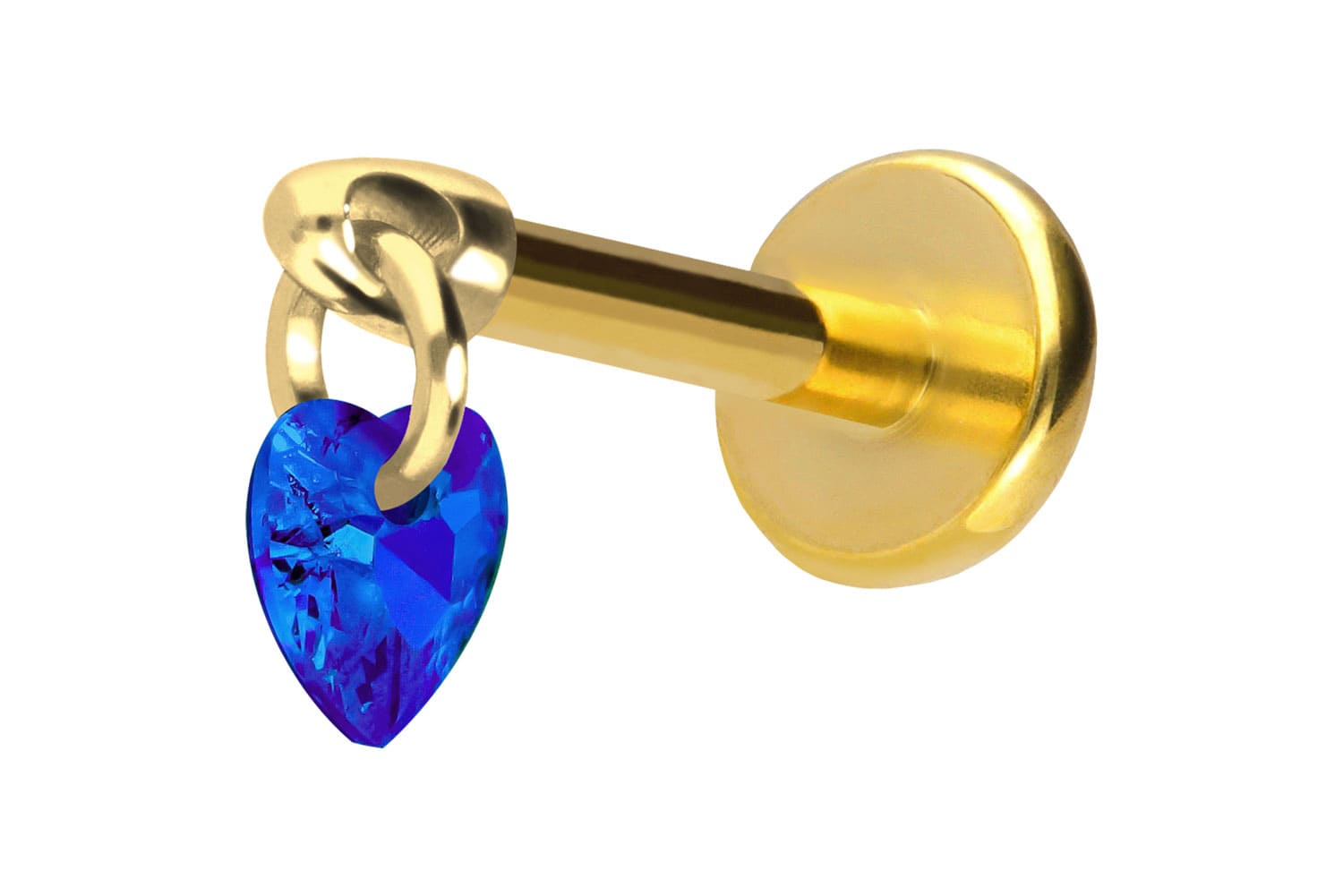 Titan Labret Piercing mit Push Fit KRISTALLHERZ